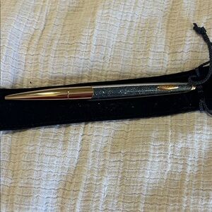 Swarovski Blue Crystal Ballpoint Pen with gold Accents. In velvet sleeve. New.